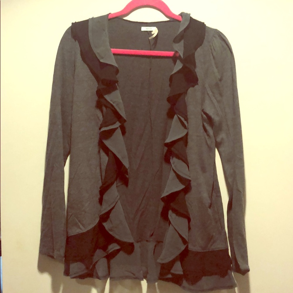 Urban Outfitters gray cardigan with ruffles